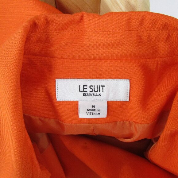 Le Suit Plus Size Solid Orange Short Sleeve Skirt Suit 14 Formal Business Career - Picture 8 of 10